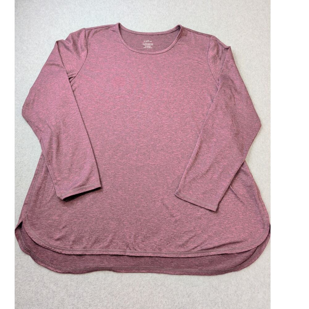 J Jill Fit Performance Long Sleeve Tee SZ LG Heathered Mauve High-Low Hem Tunic